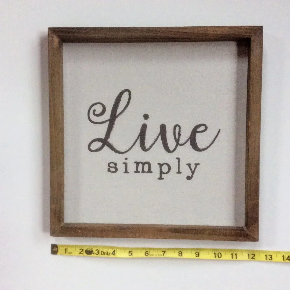Live Simply Minimalist Wall Art on Canvas Framed in Wood 12